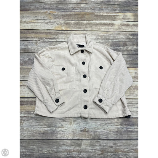 Jacket Shirt By Zara In Cream, Size: M
