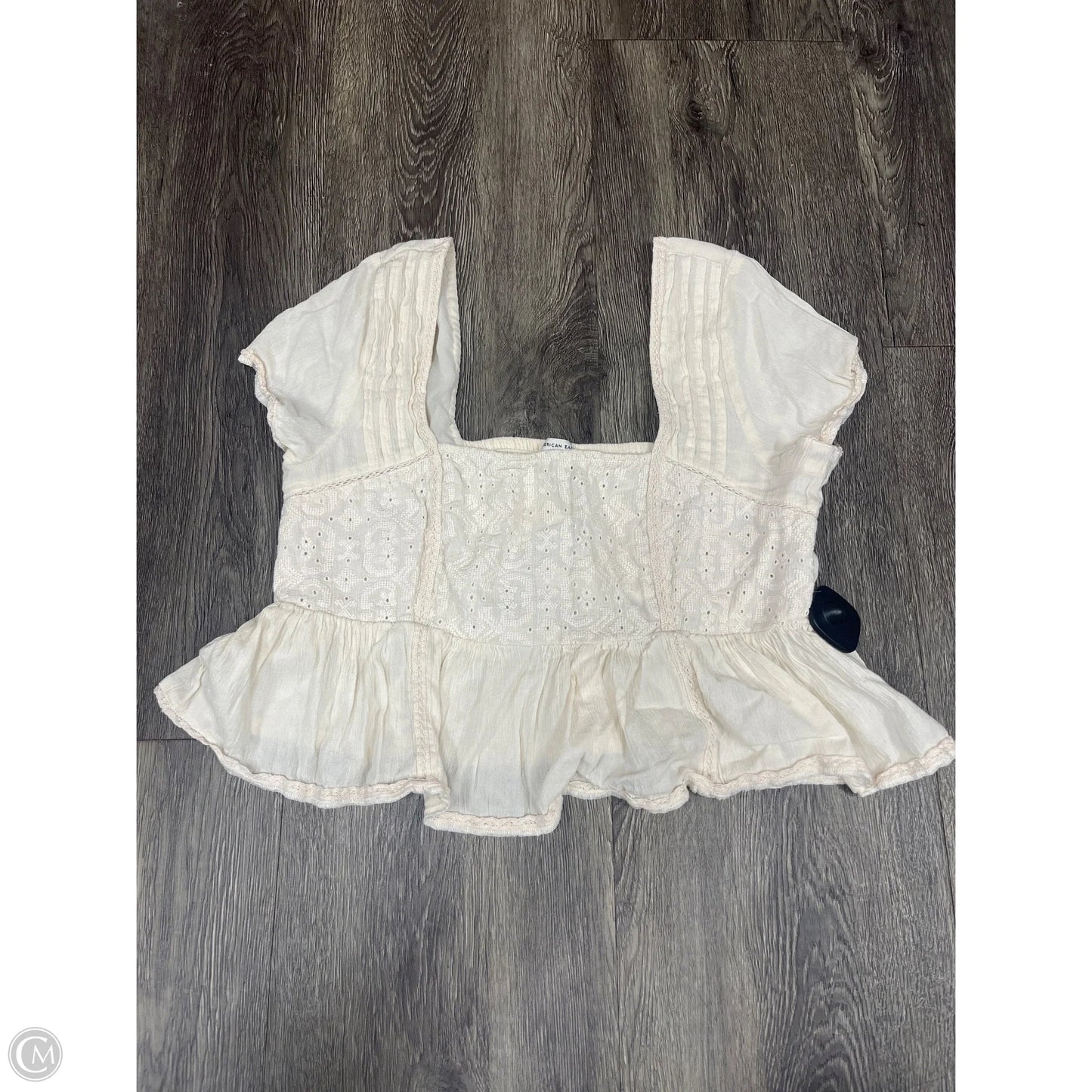 Top Short Sleeve By American Eagle In Cream, Size: S