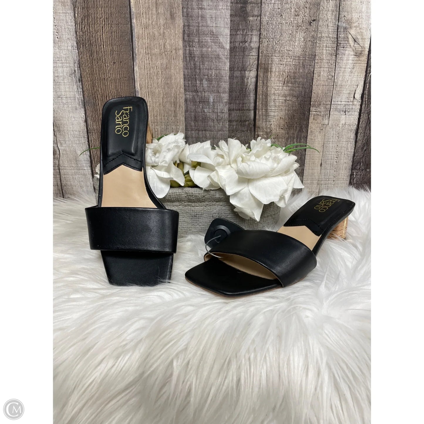 Sandals Heels Block By Franco Sarto In Black, Size: 7.5