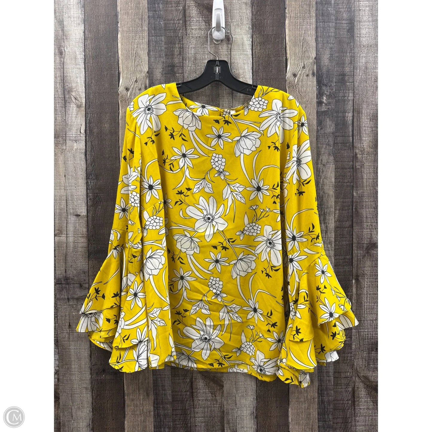 Top Long Sleeve By Cme In Black & Yellow, Size: 1x