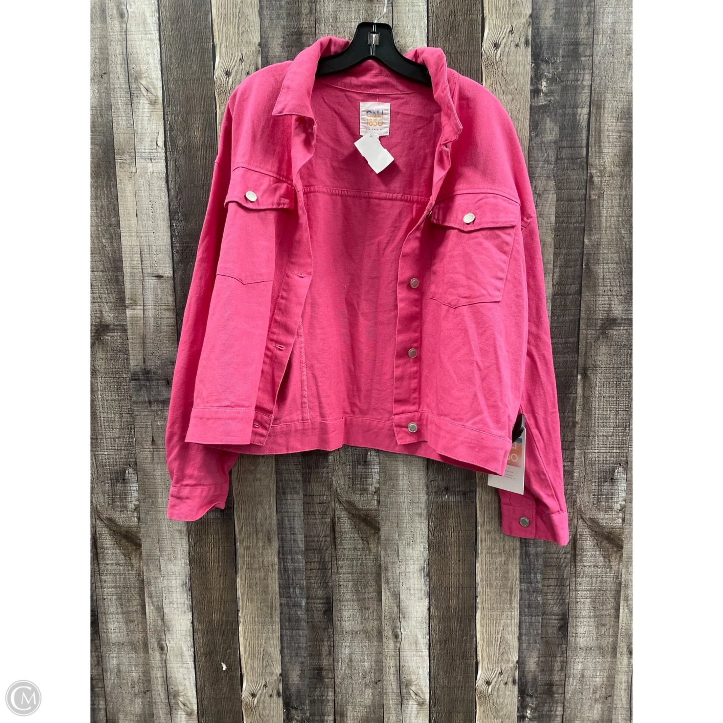 Jacket Denim By Cme In Pink Denim, Size: Xl