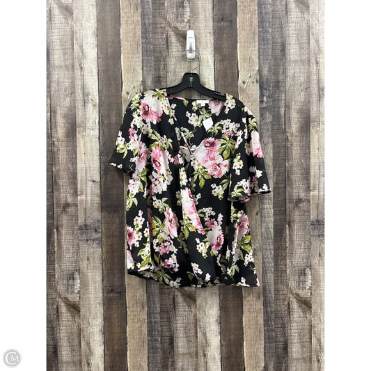 Top Short Sleeve By Charming Charlie In Floral Print, Size: Xl