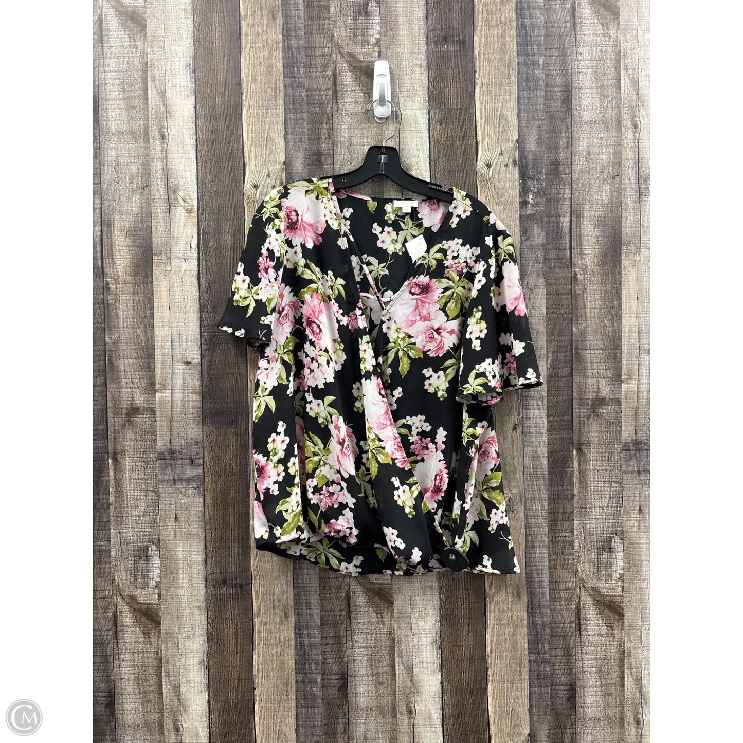 Top Short Sleeve By Charming Charlie In Floral Print, Size: Xl