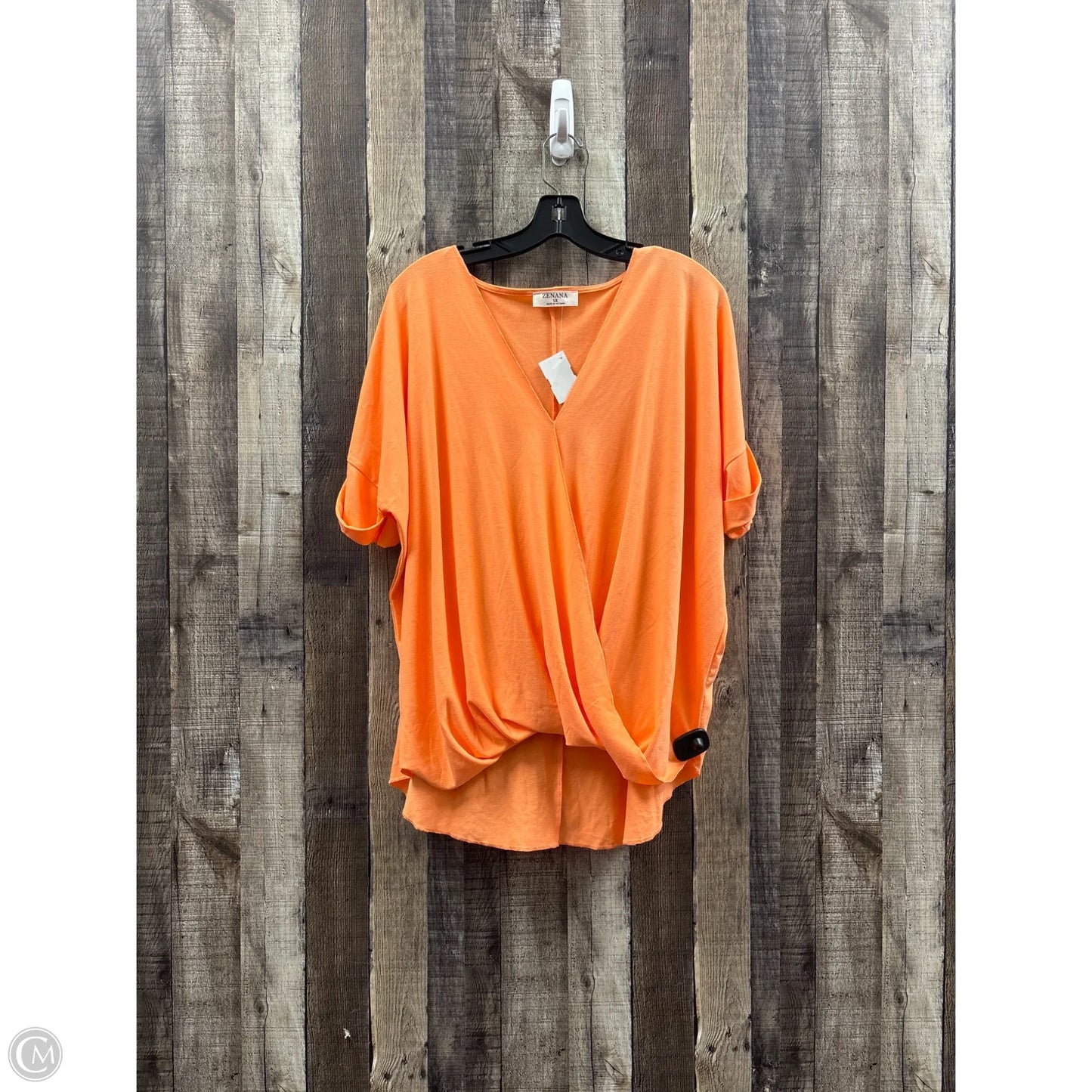 Top Short Sleeve By Zenana Outfitters In Orange, Size: 1x