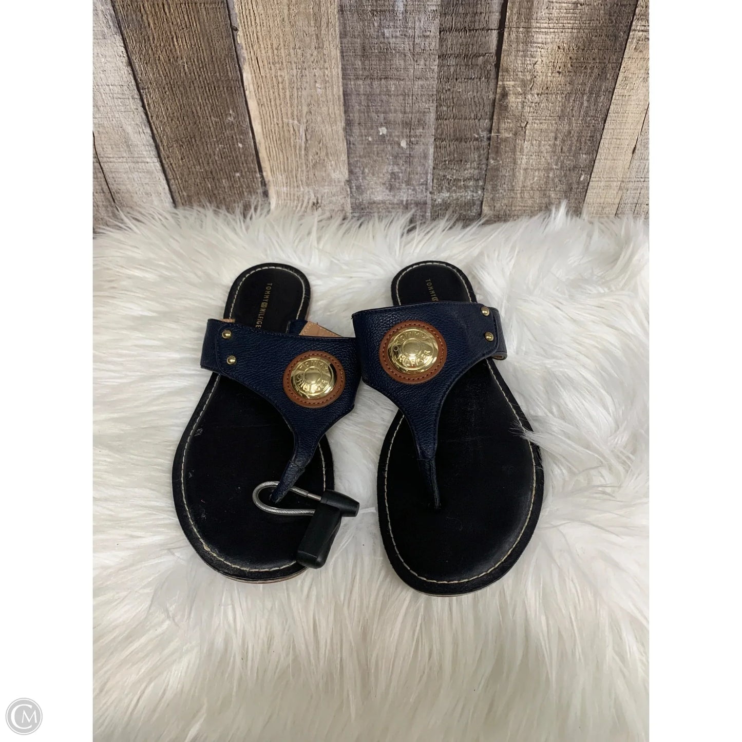 Sandals Flats By Tommy Hilfiger In Navy, Size: 9.5