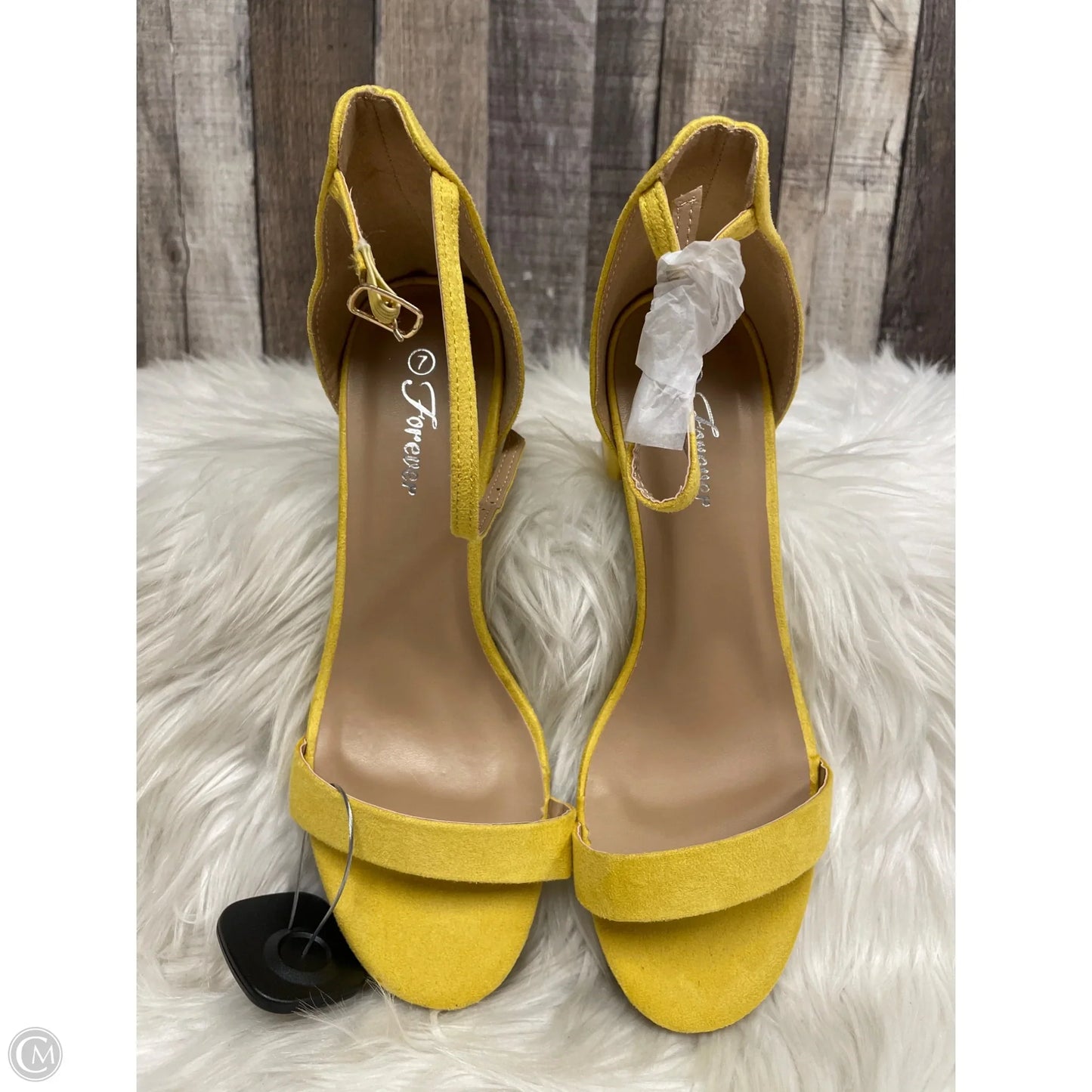 Sandals Heels Block By Forever In Yellow, Size: 7
