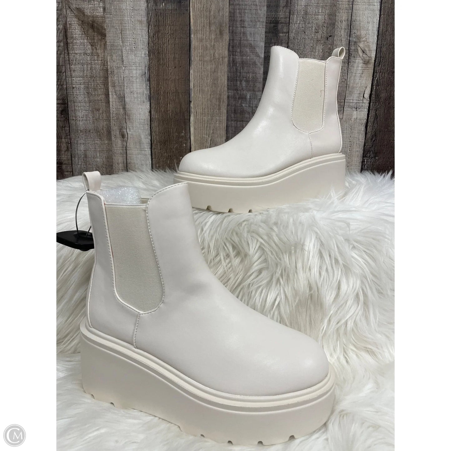 Boots Ankle Heels By Top Moda In Ivory, Size: 6.5