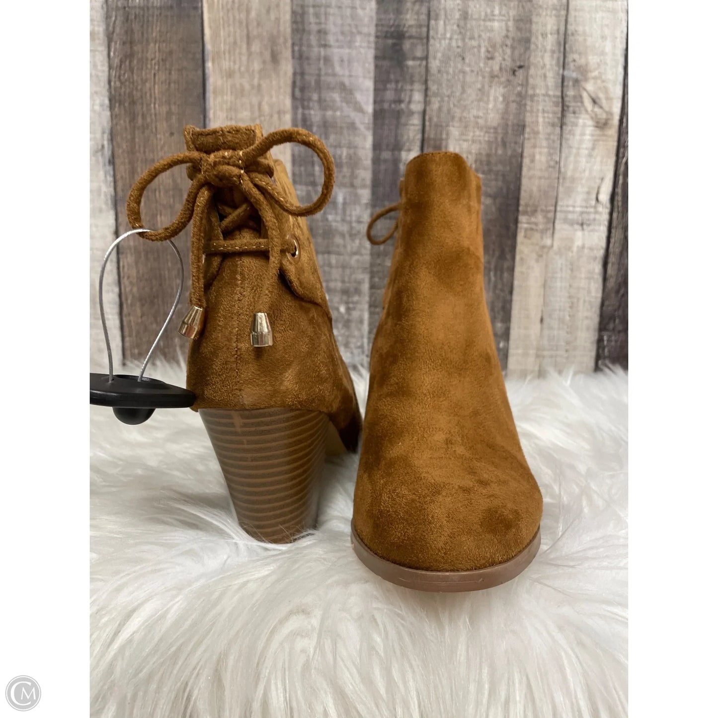 Boots Ankle Heels By Forever In Brown, Size: 6.5