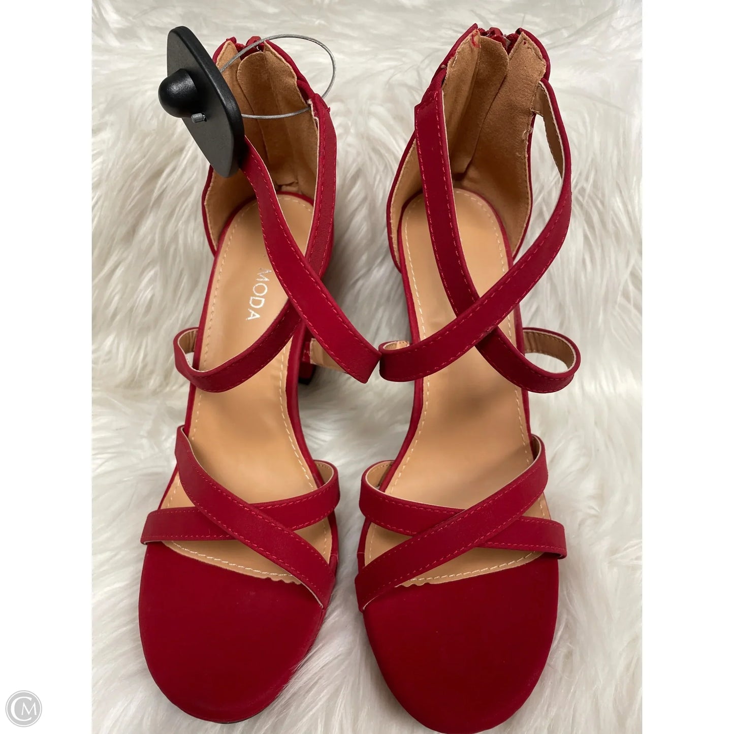 Sandals Heels Block By Top Moda In Red, Size: 8