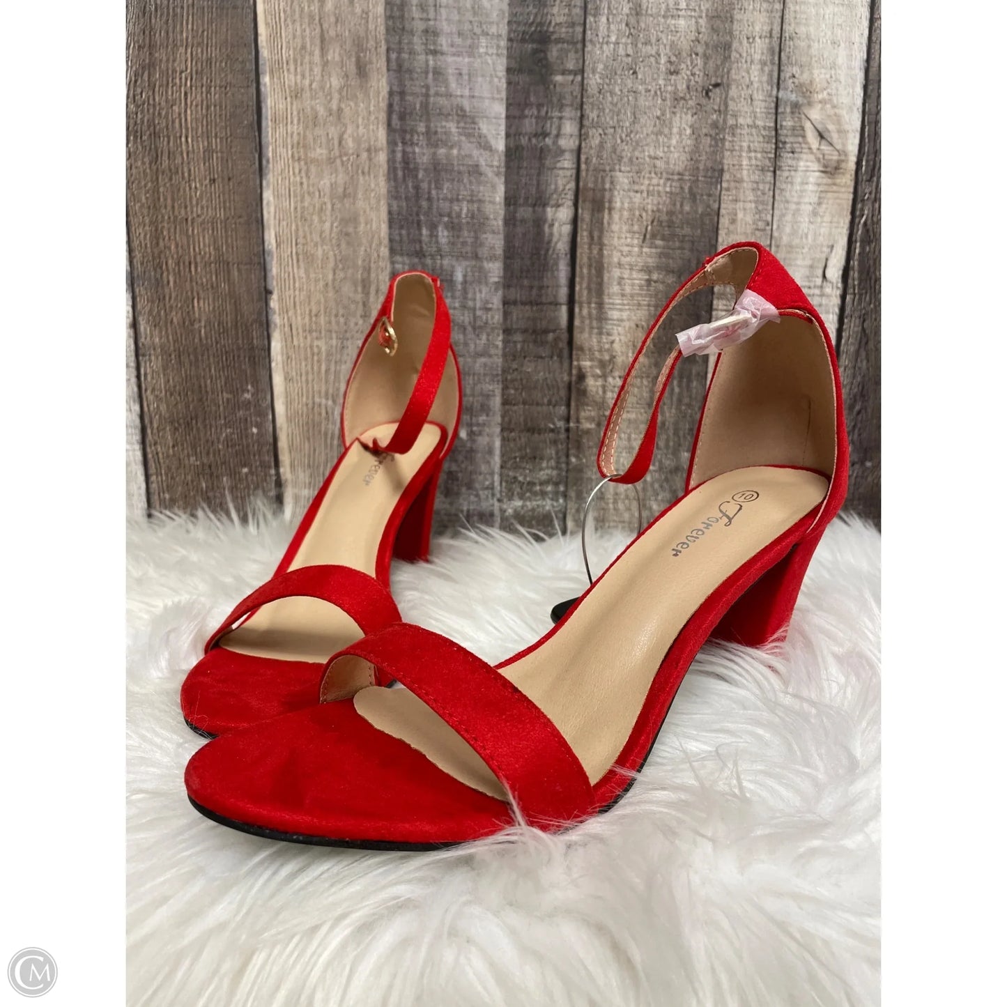 Sandals Heels Block By Forever In Red, Size: 10