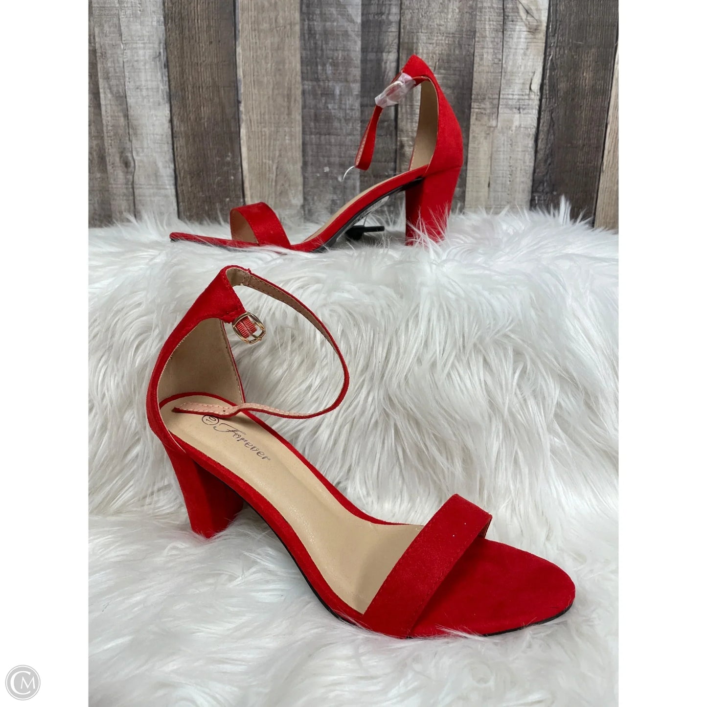 Sandals Heels Block By Forever In Red, Size: 10