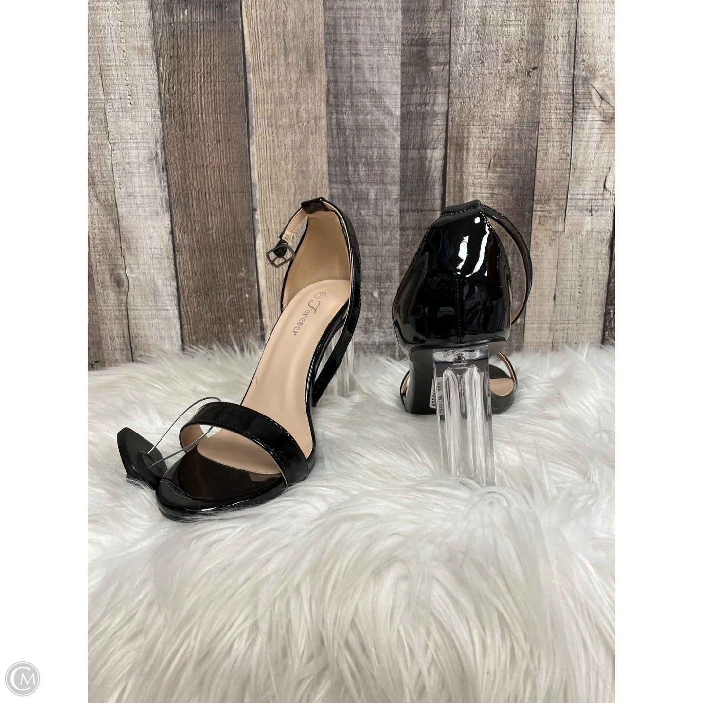 Sandals Heels Block By Forever In Black, Size: 9