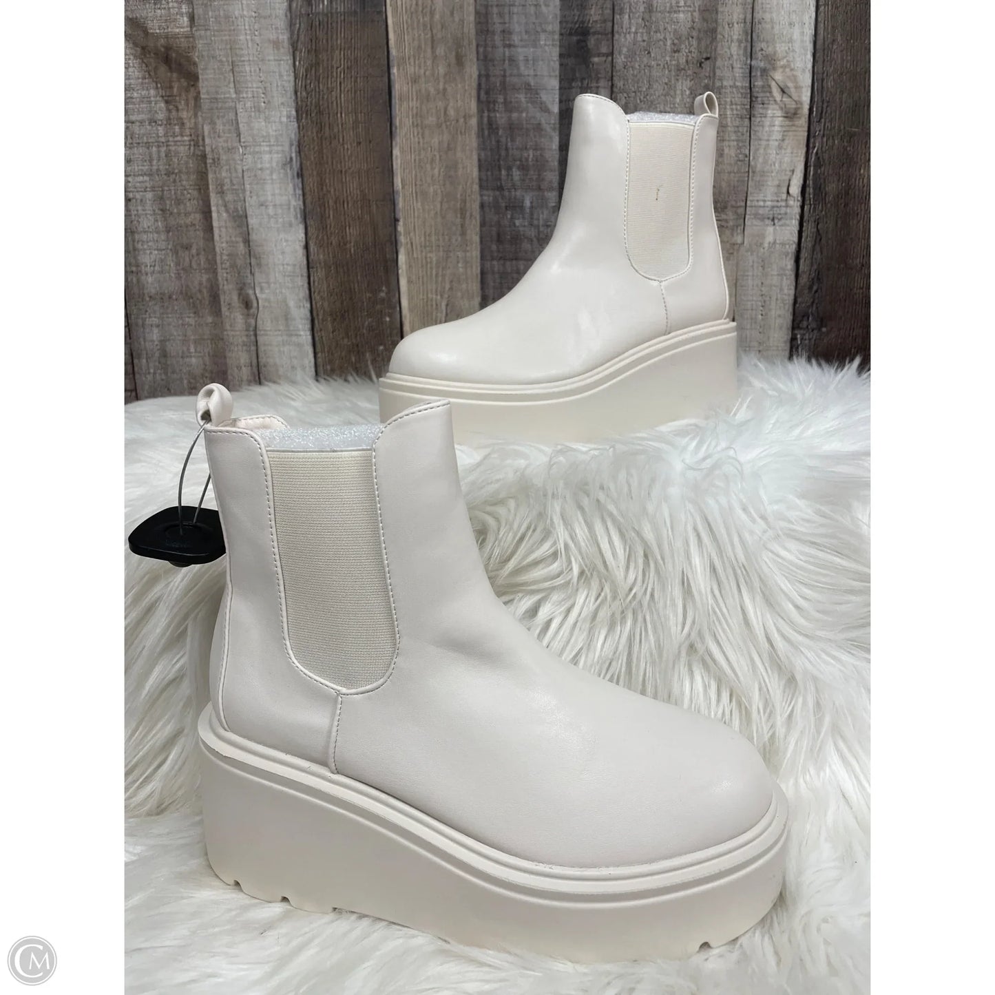 Boots Ankle Heels By Top Moda In Ivory, Size: 7