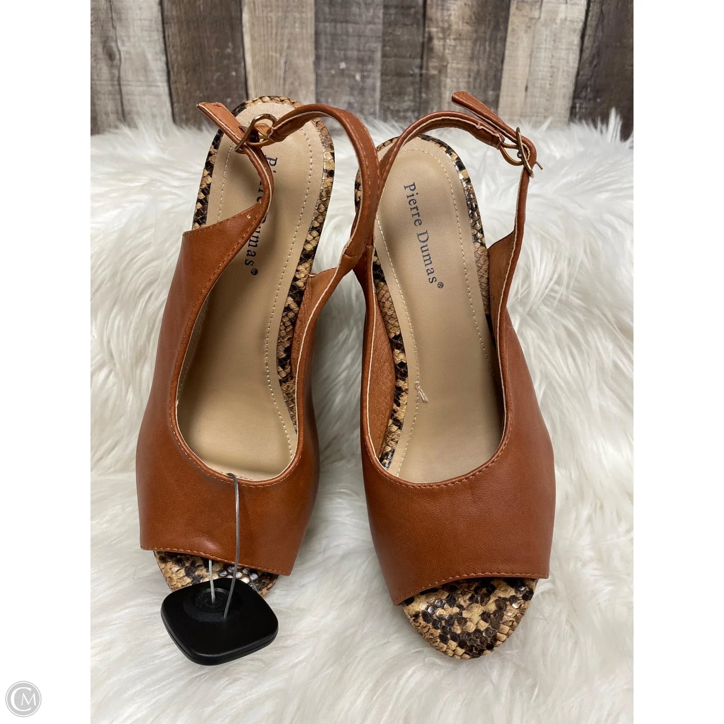 Sandals Heels Wedge By Pierre Dumas In Snakeskin Print, Size: 7