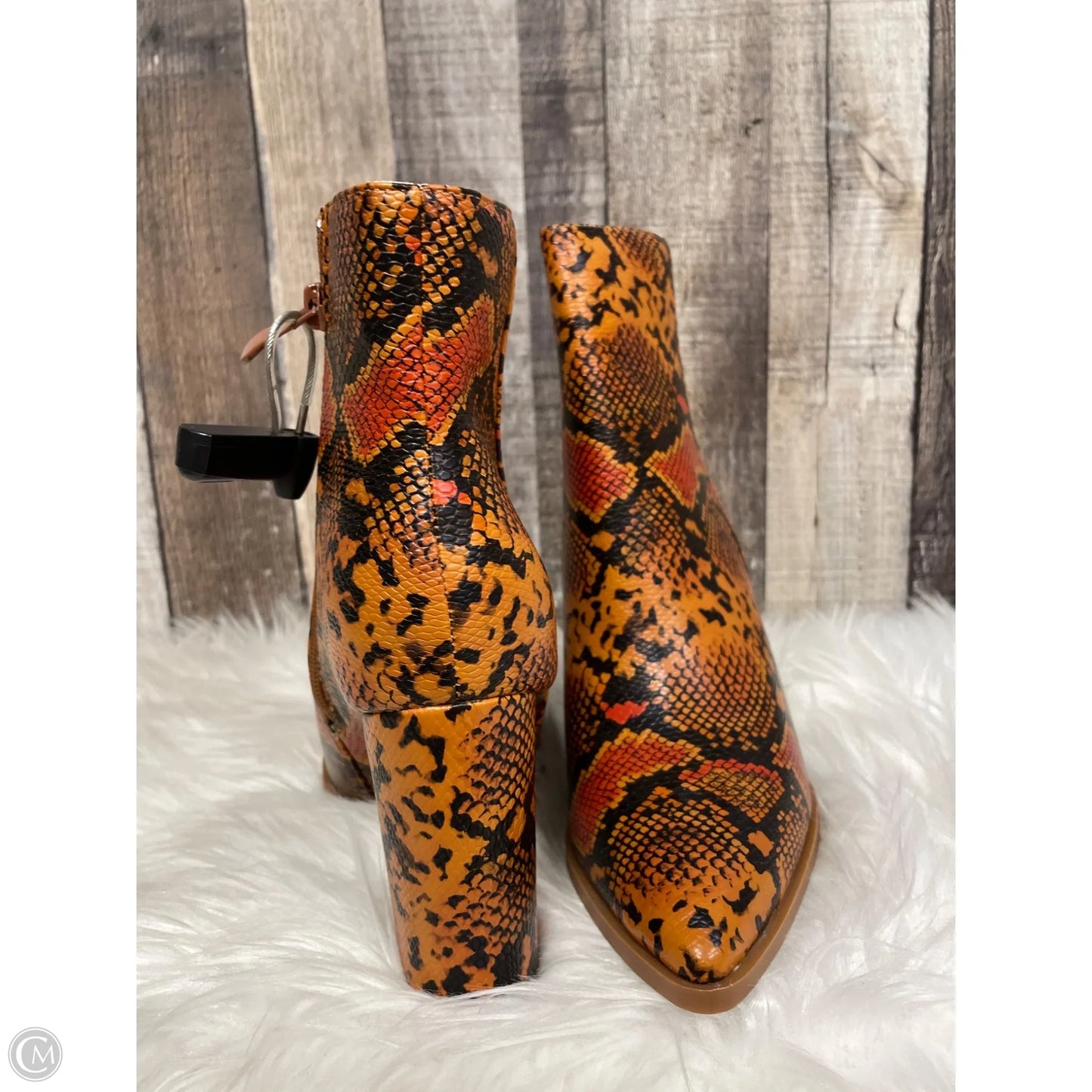 Boots Ankle Heels By Cme In Snakeskin Print, Size: 7.5