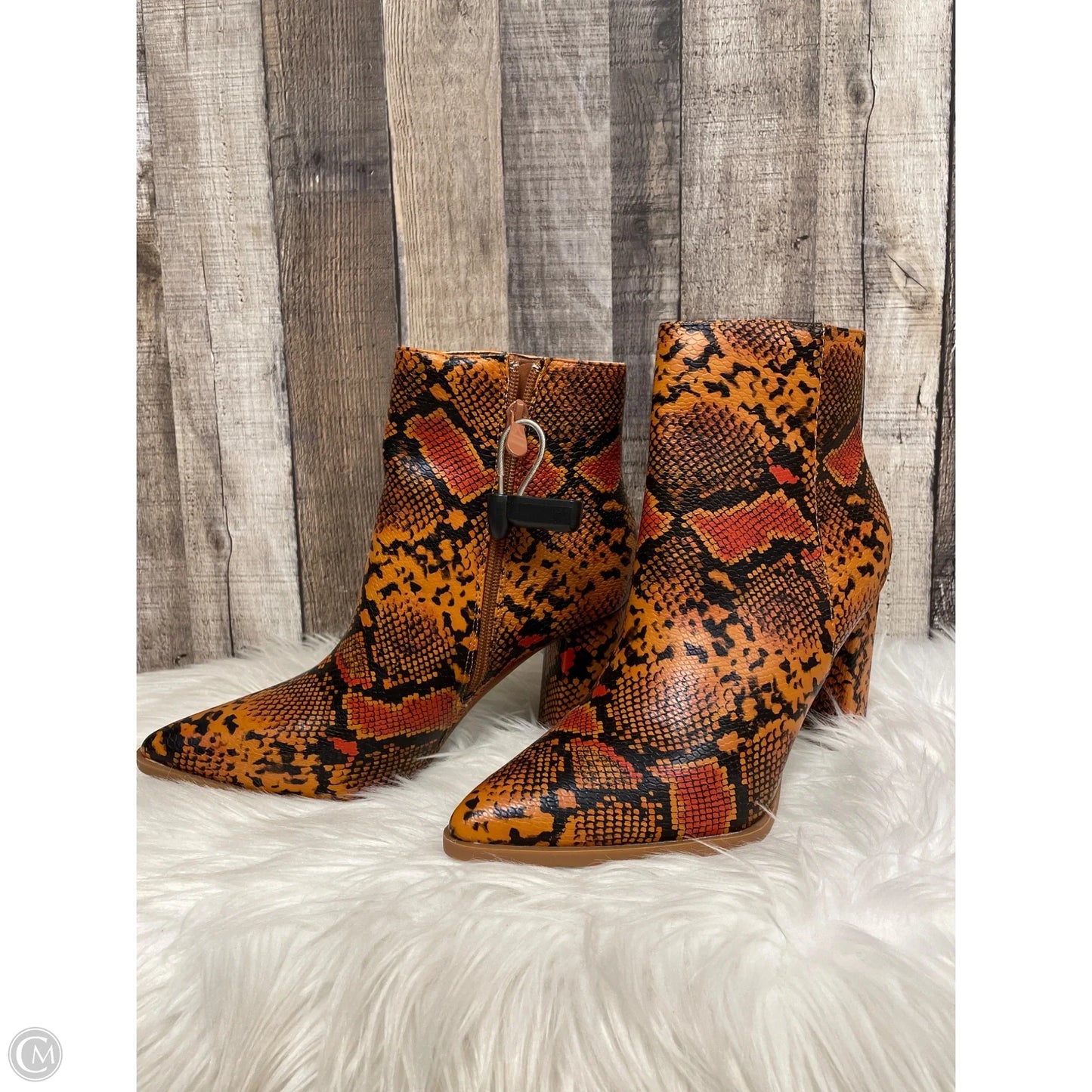 Boots Ankle Heels By Cme In Snakeskin Print, Size: 7.5