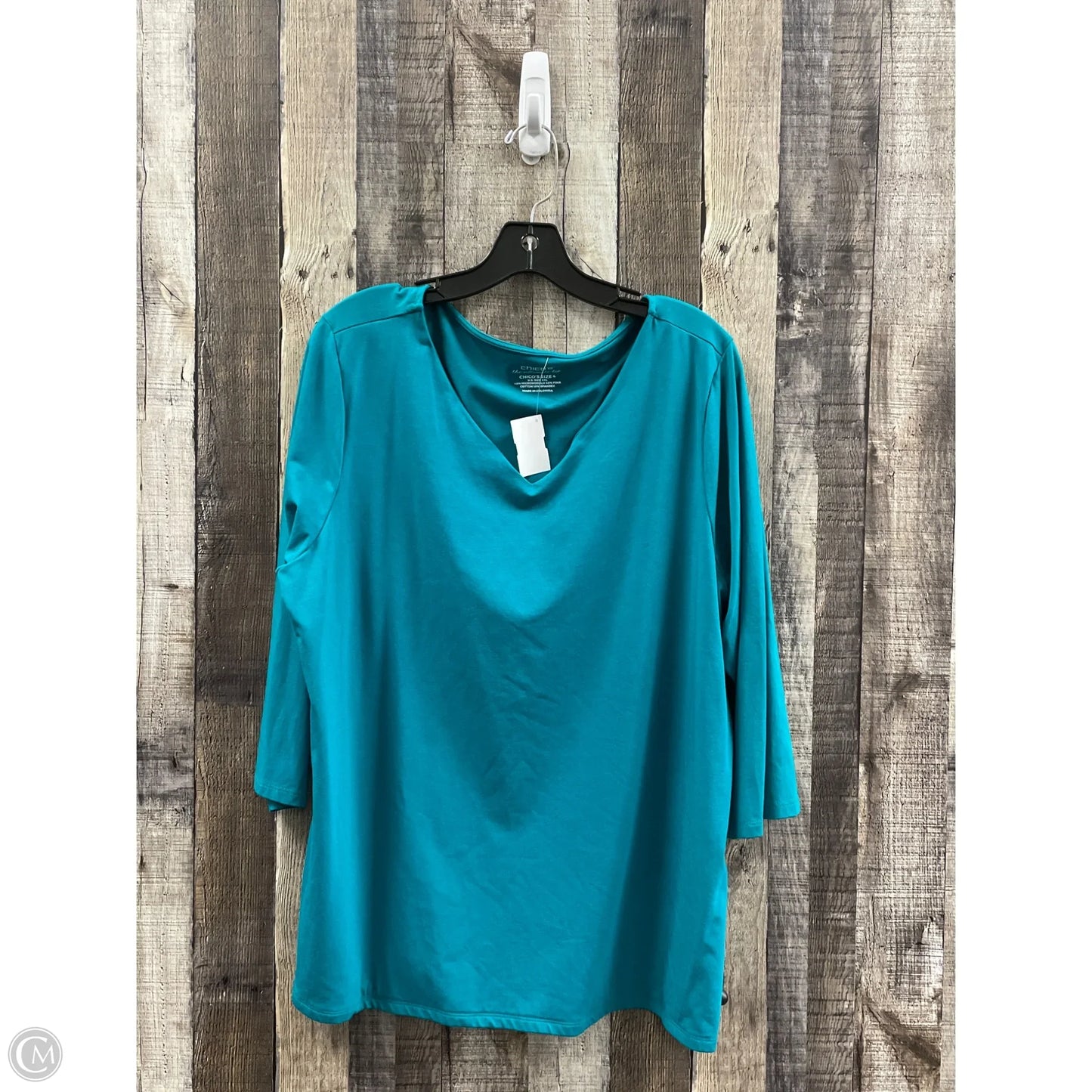 Top 3/4 Sleeve By Chicos In Green, Size: Xxl