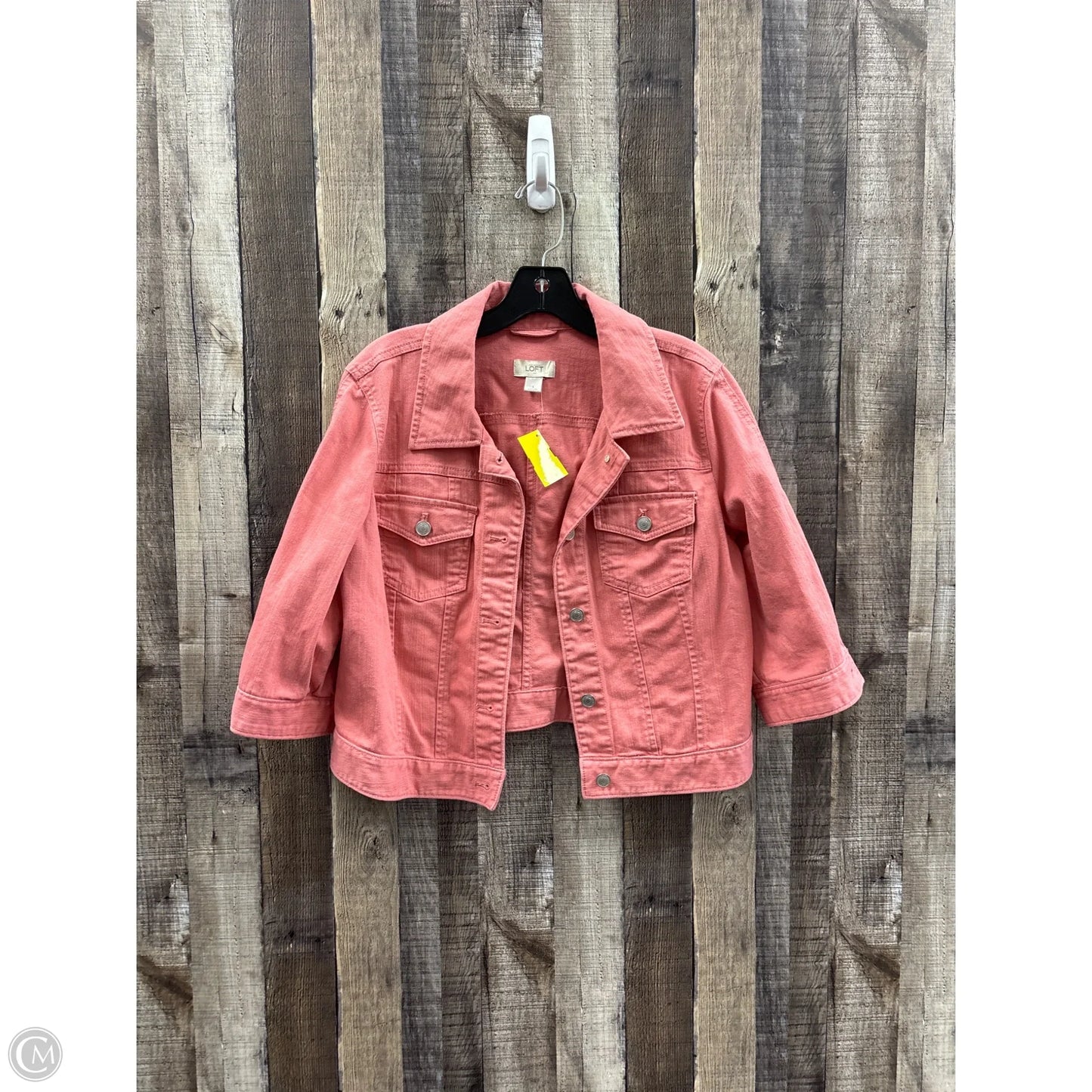 Jacket Denim By Loft In Pink, Size: L