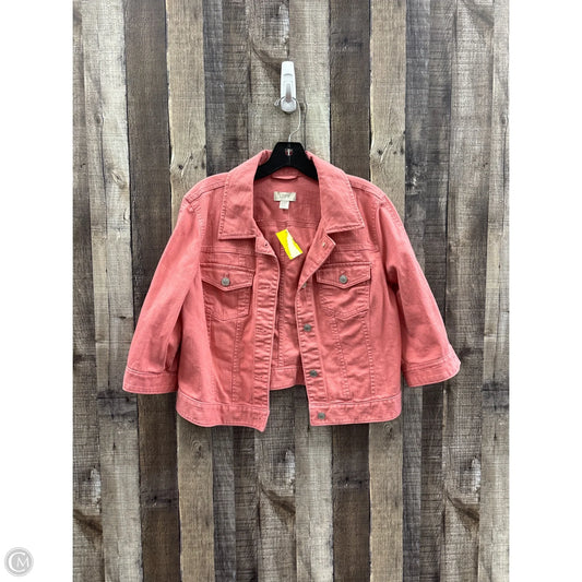 Jacket Denim By Loft In Pink, Size: L