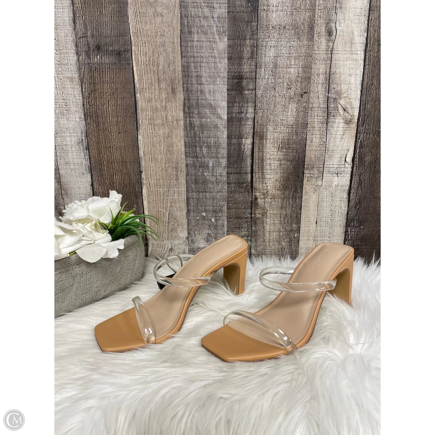 Sandals Heels Block By The Drop In Clear, Size: 6.5