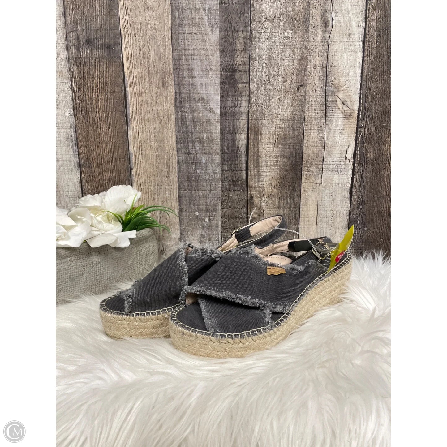 Sandals Heels Wedge By Cme In Grey, Size: 8
