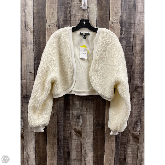 Jacket Faux Fur & Sherpa By Forever 21 In Ivory, Size: L