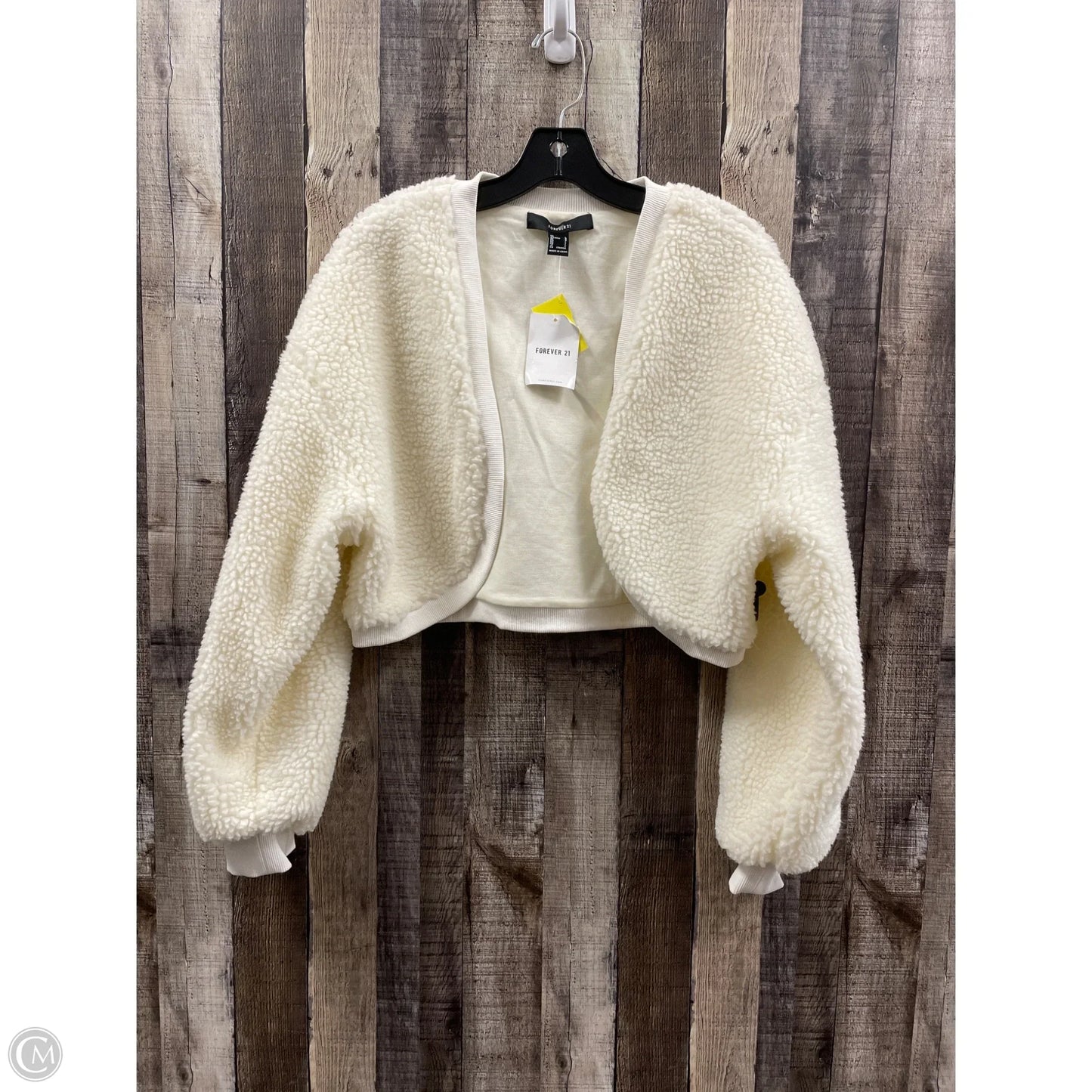 Jacket Faux Fur & Sherpa By Forever 21 In Ivory, Size: L