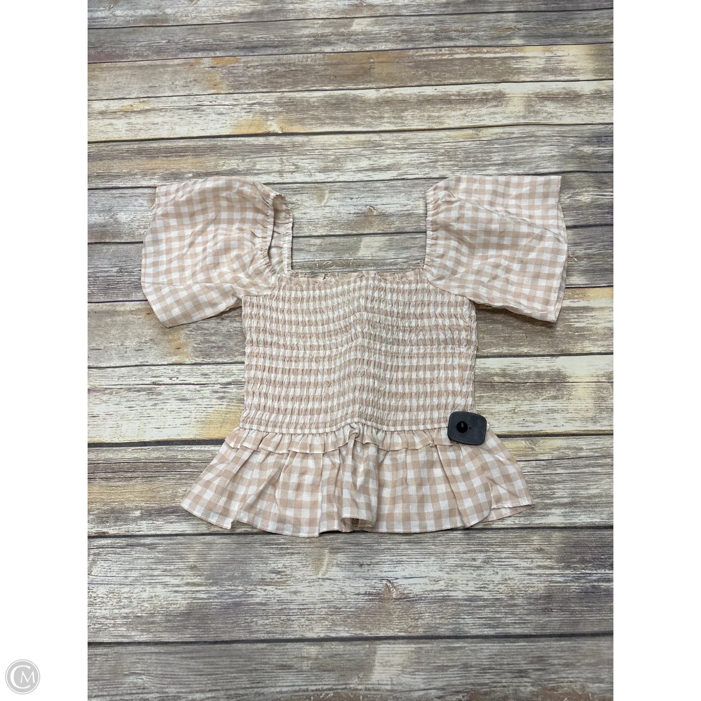Top Short Sleeve By Mittoshop In Checkered Pattern, Size: S