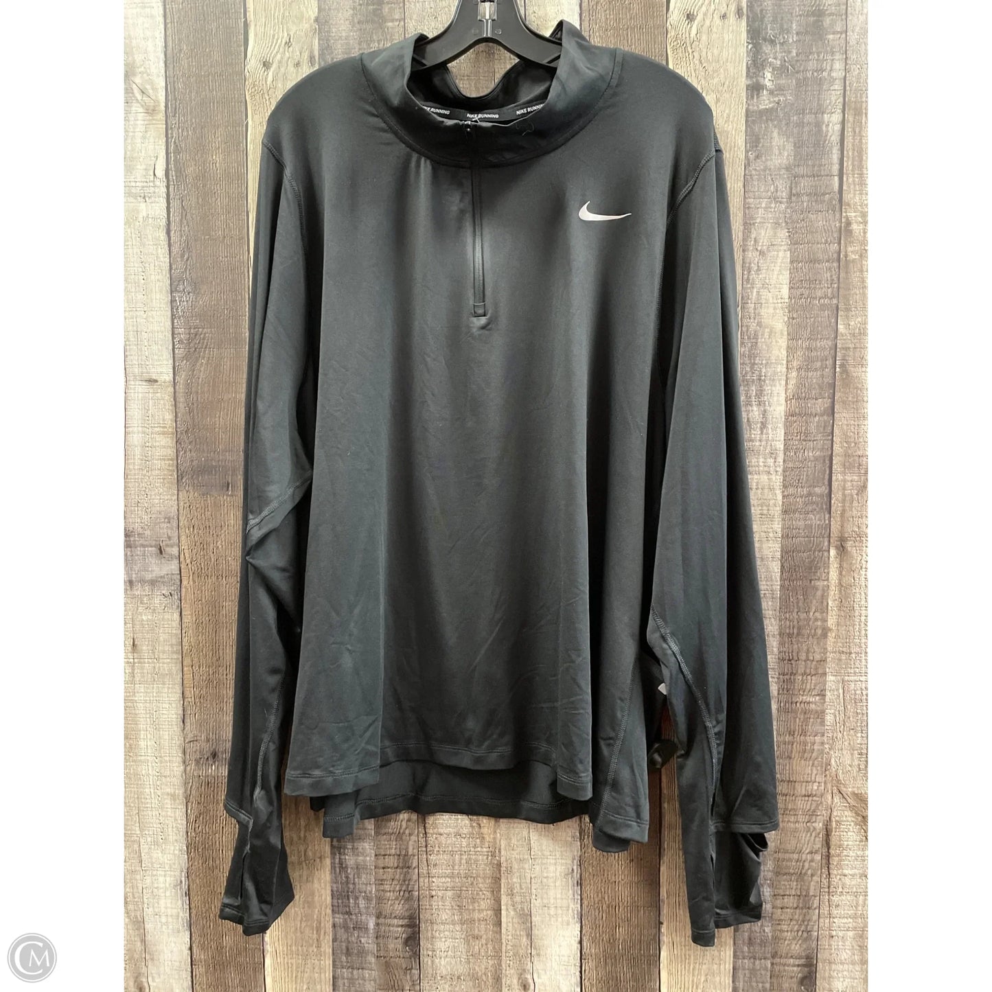 Athletic Top Long Sleeve Collar By Nike In Black, Size: 3x