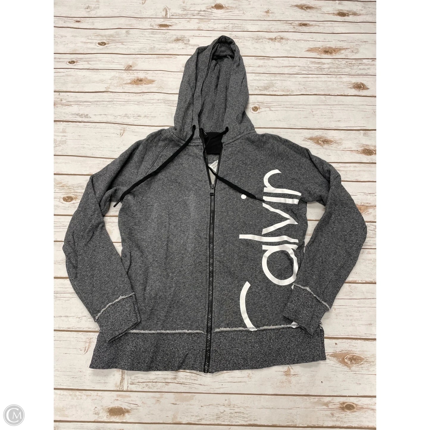 Athletic Jacket By Calvin Klein In Grey, Size: L