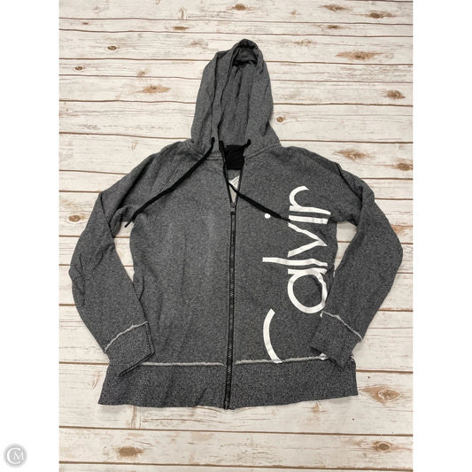 Athletic Jacket By Calvin Klein In Grey, Size: L