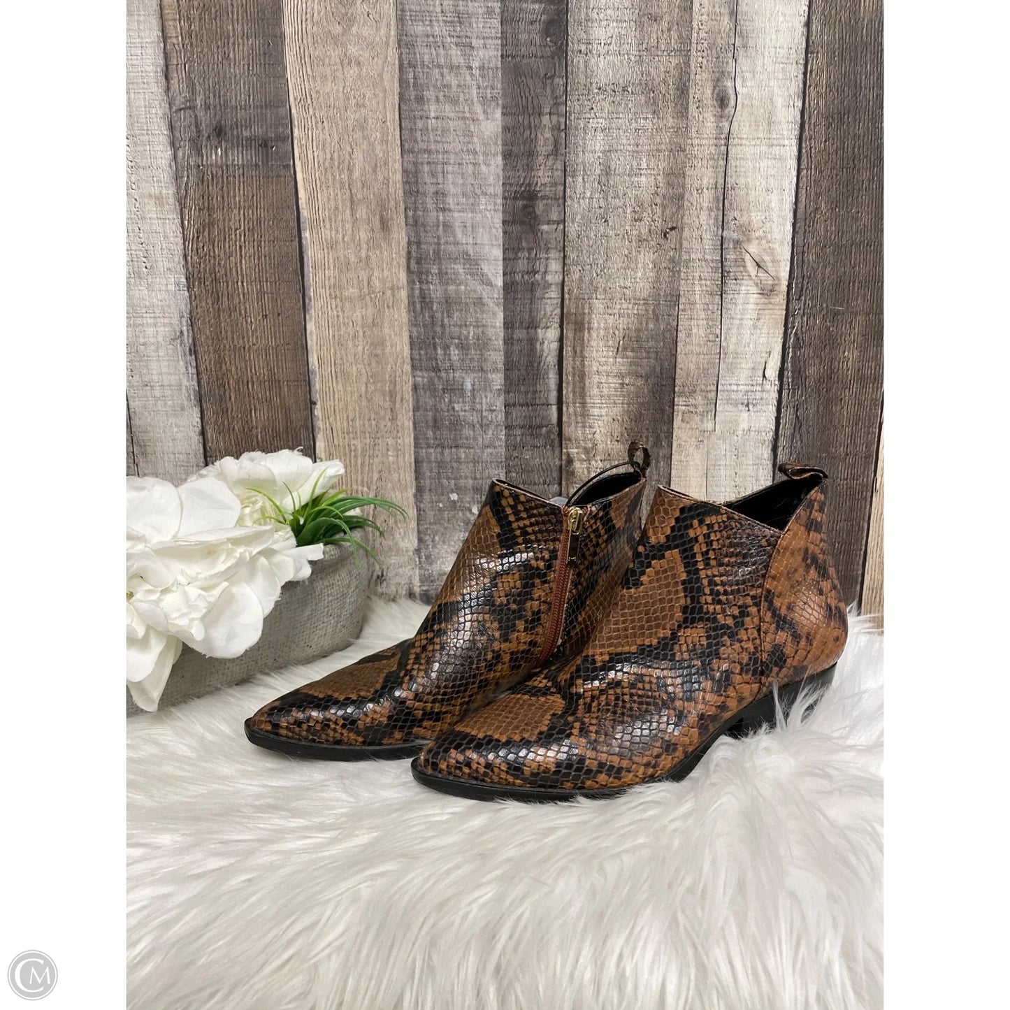 Boots Ankle Heels By Marc Fisher In Snakeskin Print, Size: 6