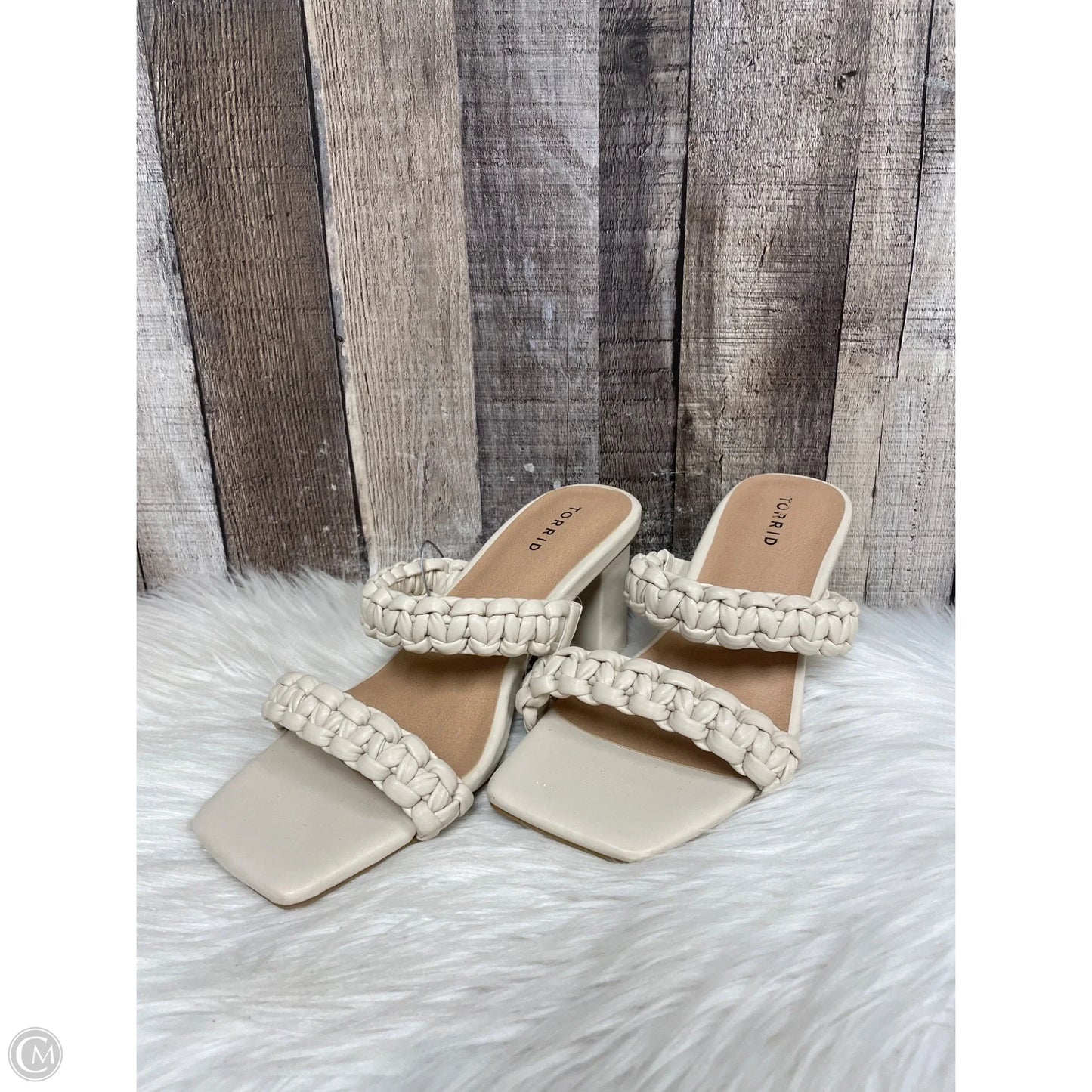 Sandals Heels Block By Torrid In Ivory, Size: 10
