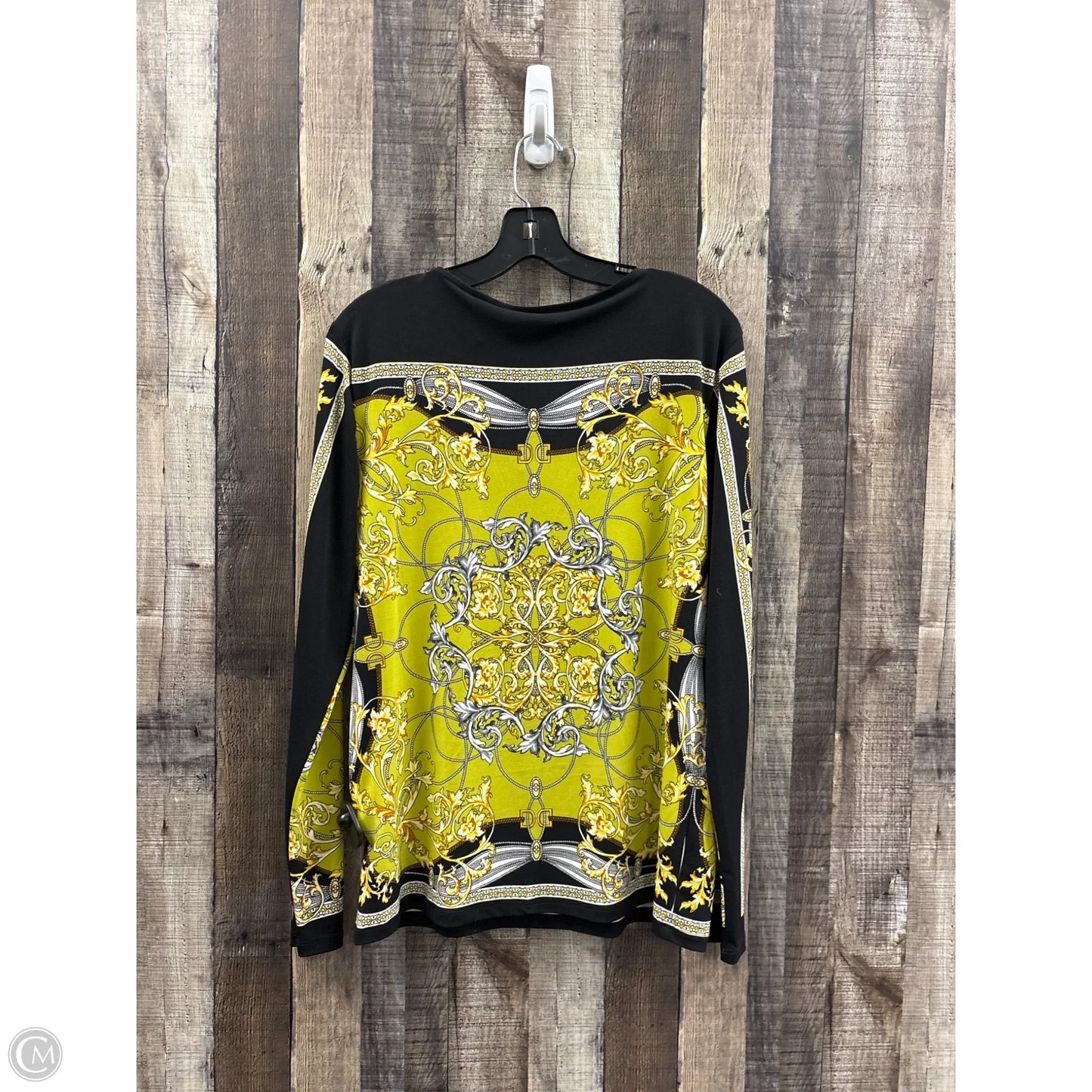 Top Long Sleeve By Premise In Black & Gold, Size: L