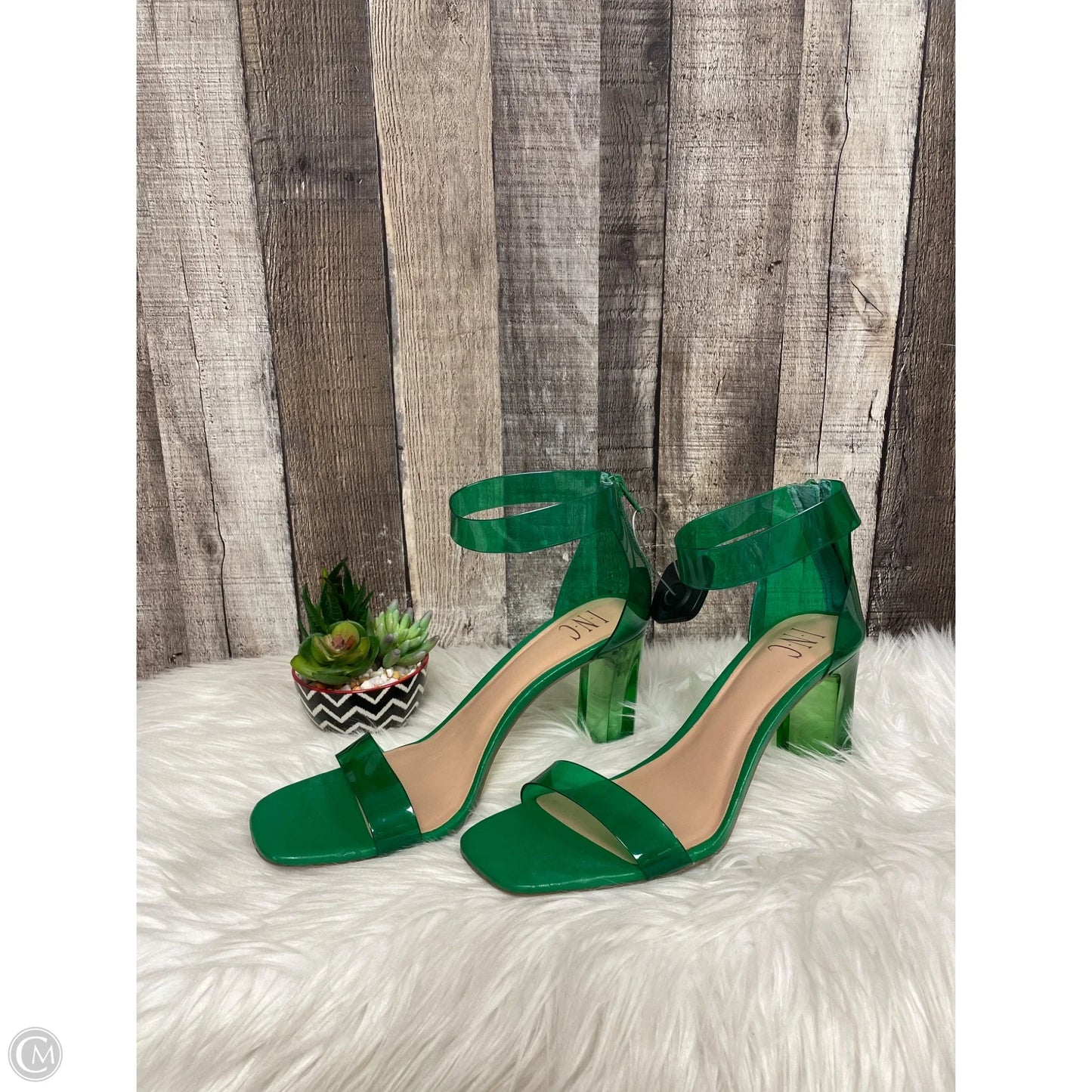 Sandals Heels Block By Inc In Green, Size: 10