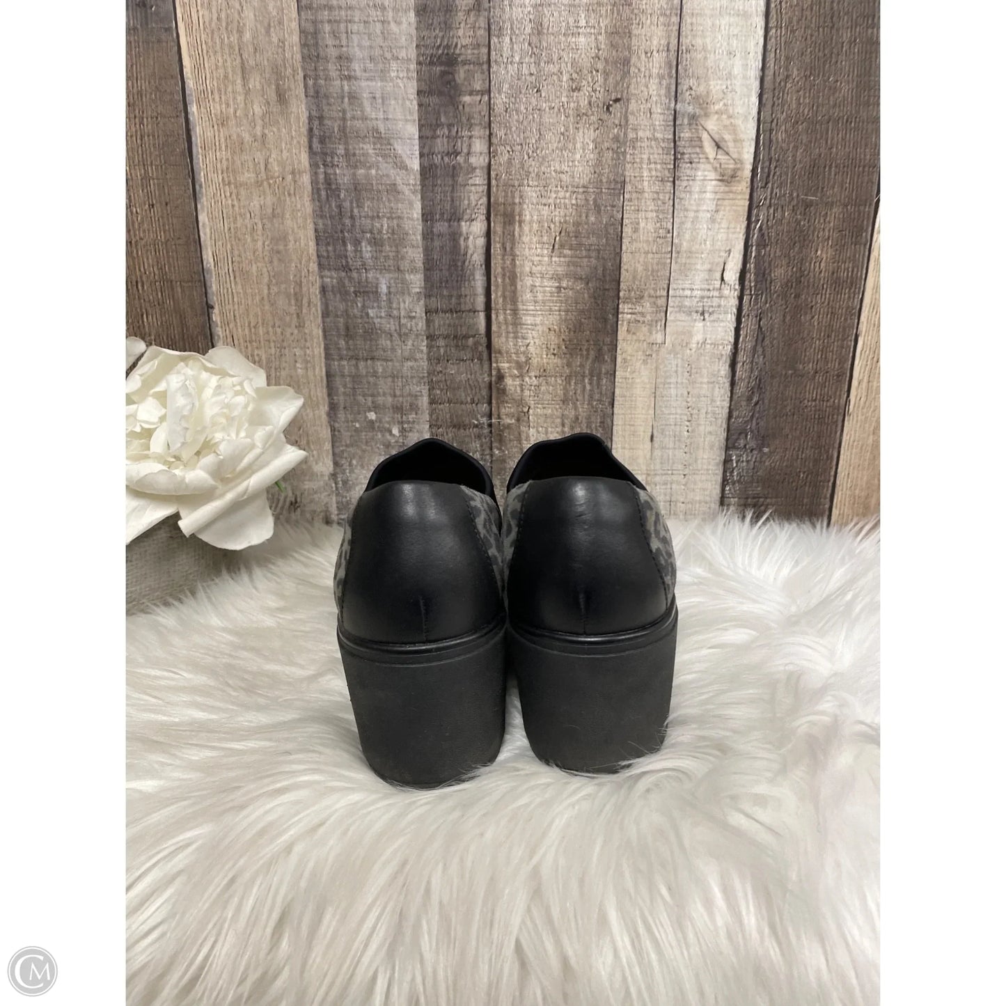 Shoes Heels Wedge By Clarks In Black & Grey, Size: 9