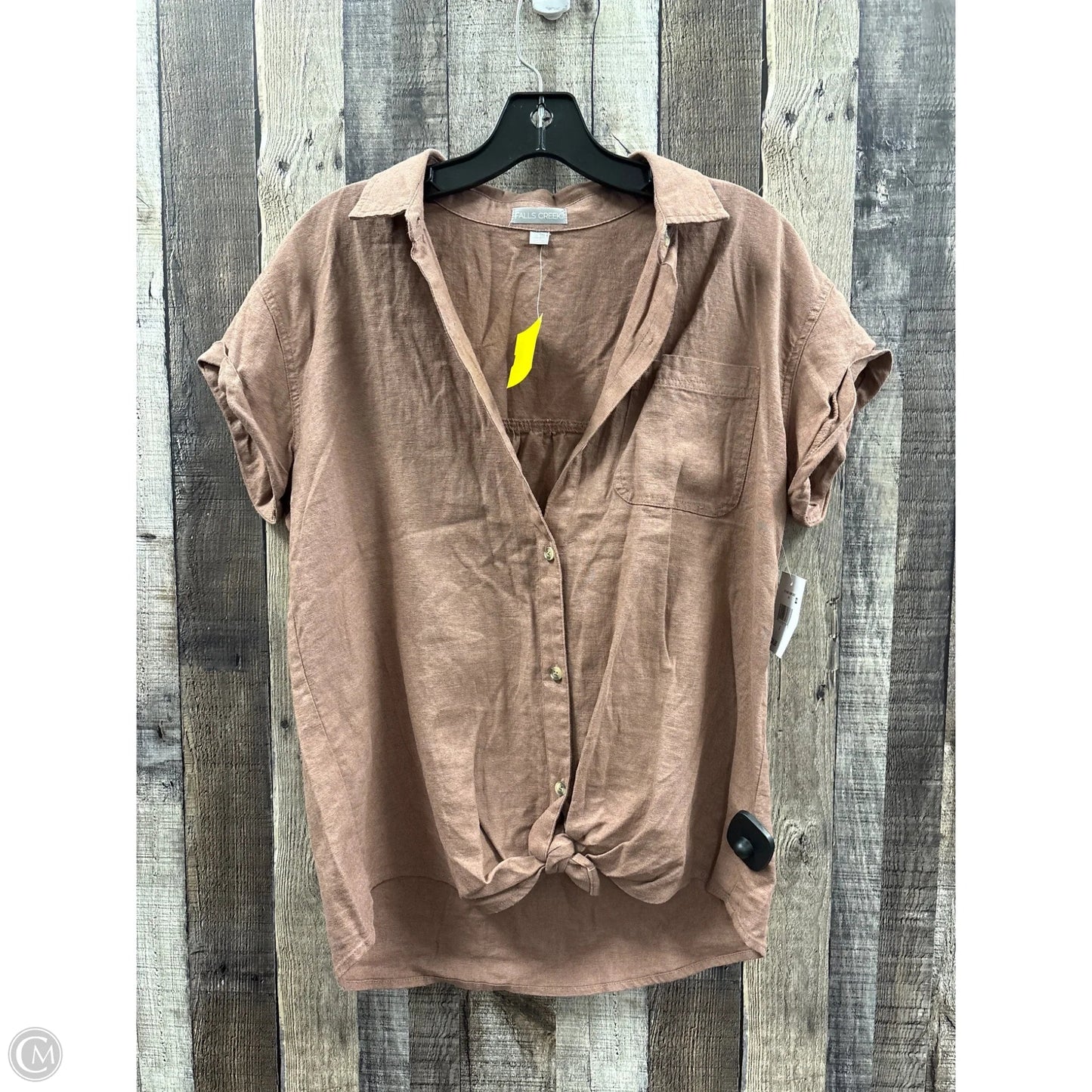 Top Short Sleeve By Falls Creek In Tan, Size: S