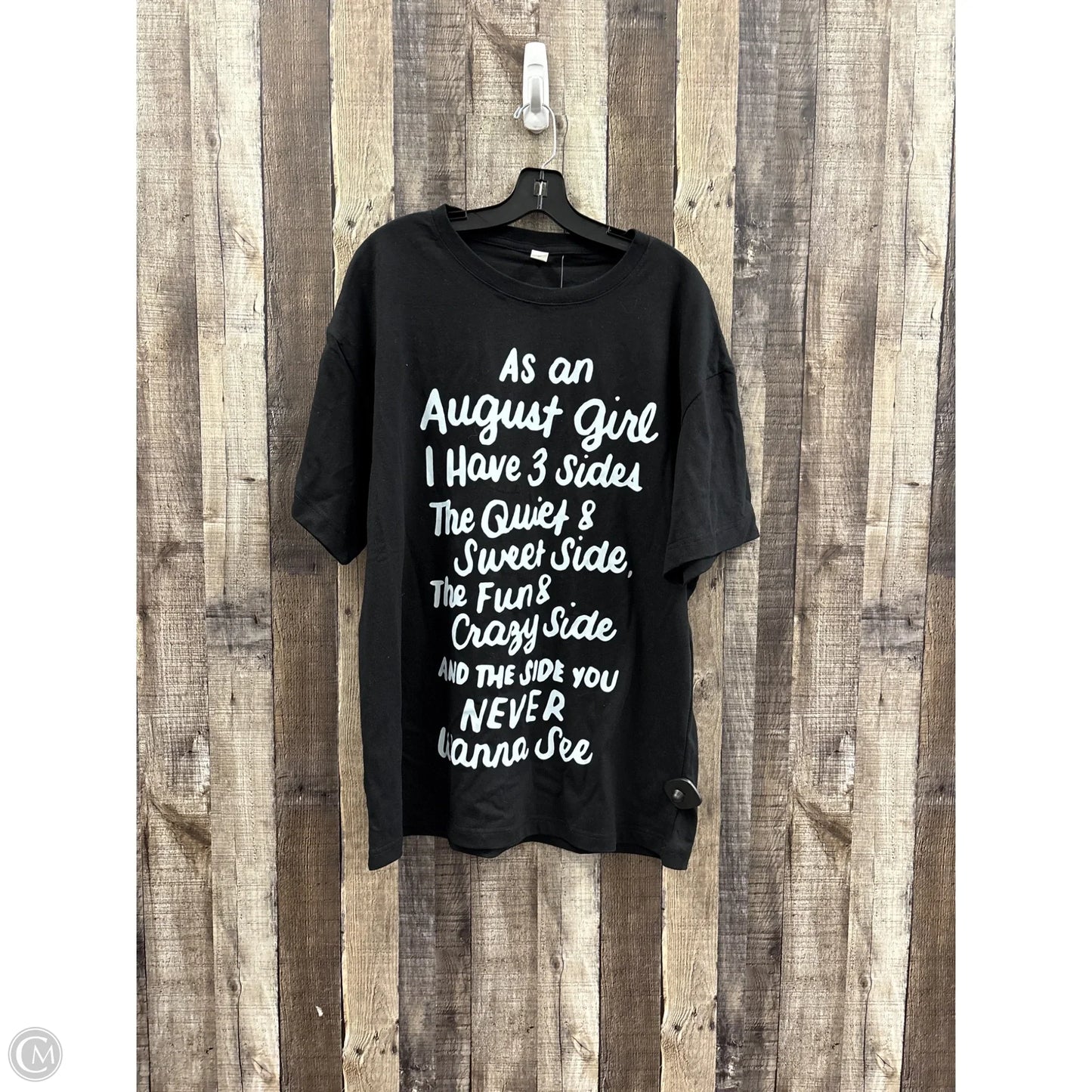 Top Short Sleeve By Cme In Black & White, Size: Xl