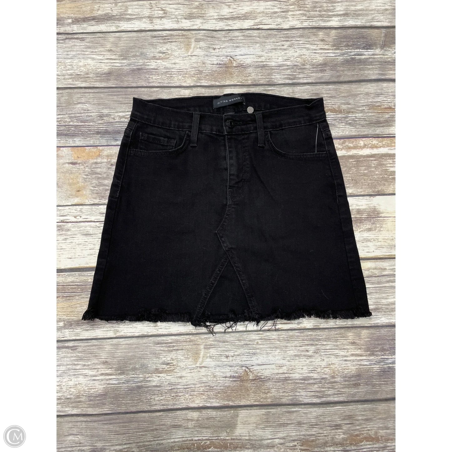 Skirt Mini & Short By Flying Monkey In Black Denim, Size: 4