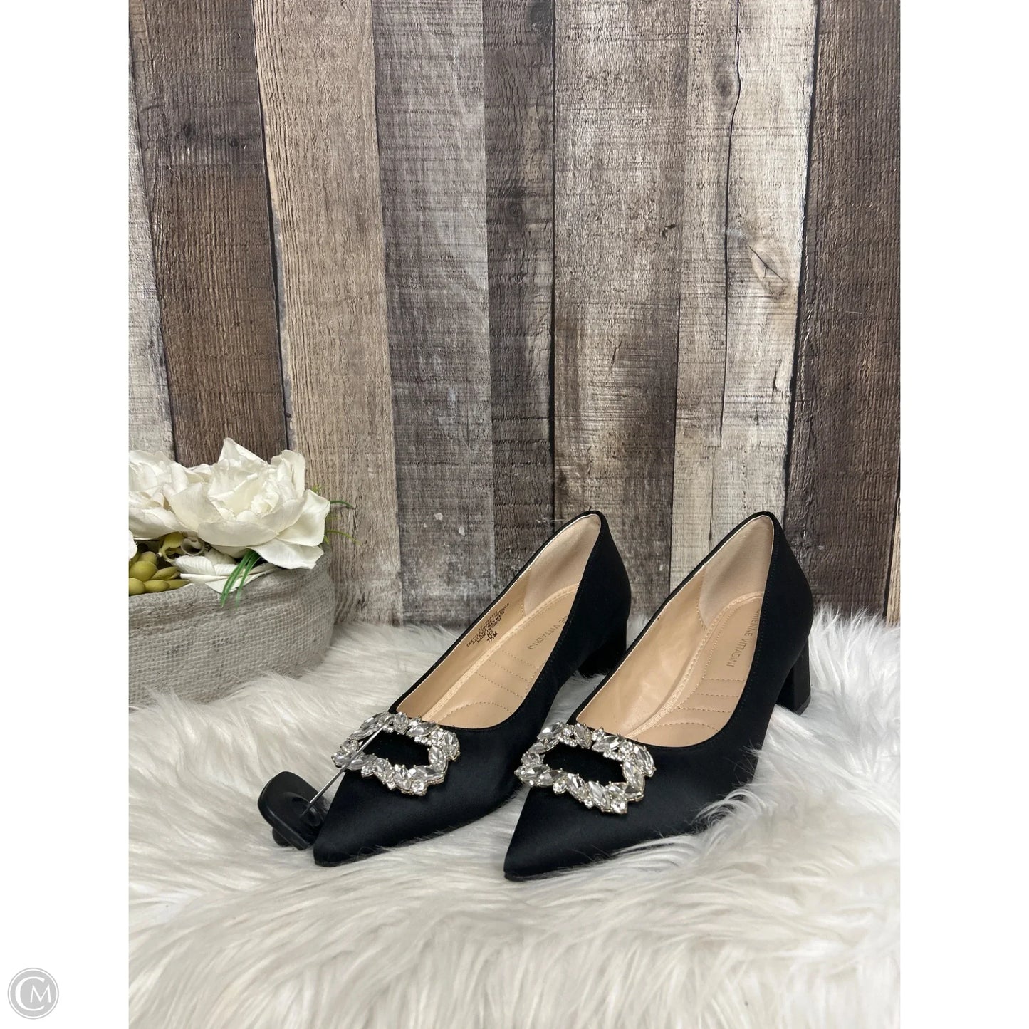 Shoes Heels Block By Adrienne Vittadini In Black & Silver, Size: 7.5