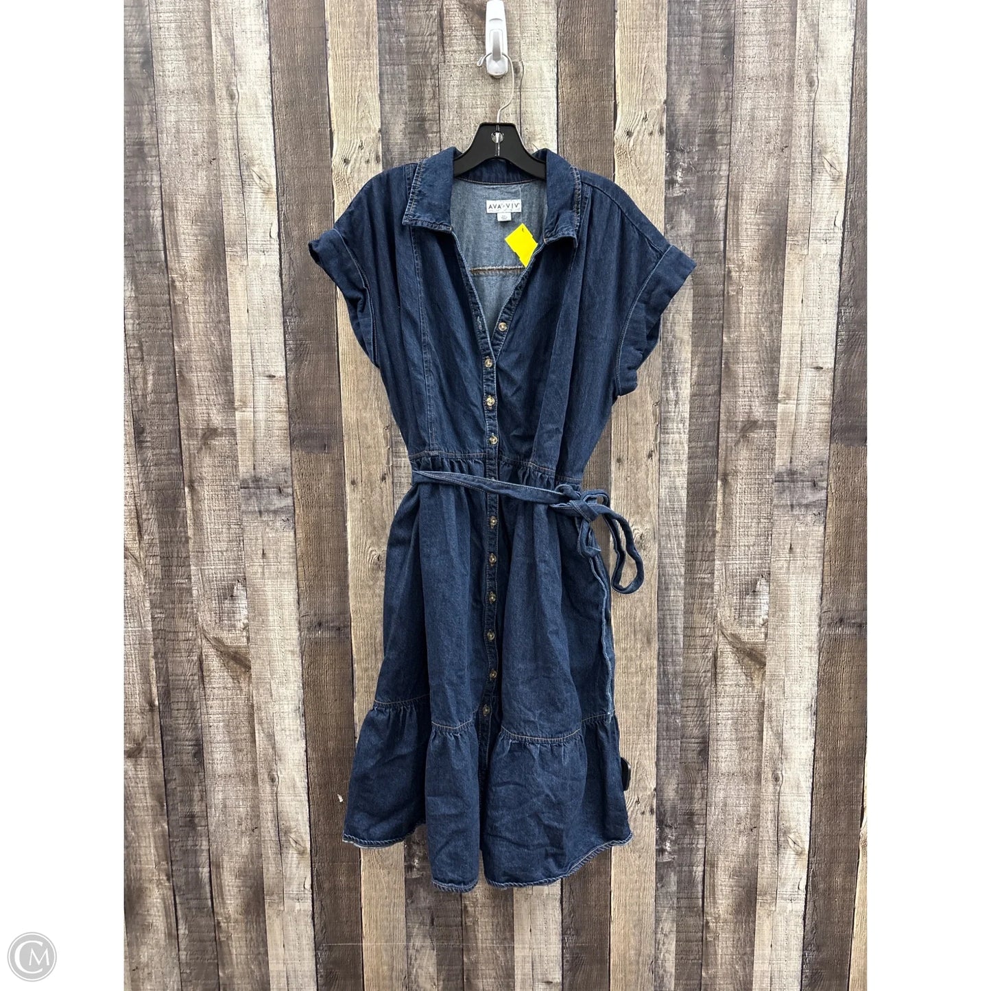 Dress Casual Midi By Ava & Viv In Blue Denim, Size: Xxl