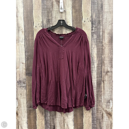 Top Long Sleeve By Torrid In Maroon, Size: 2x