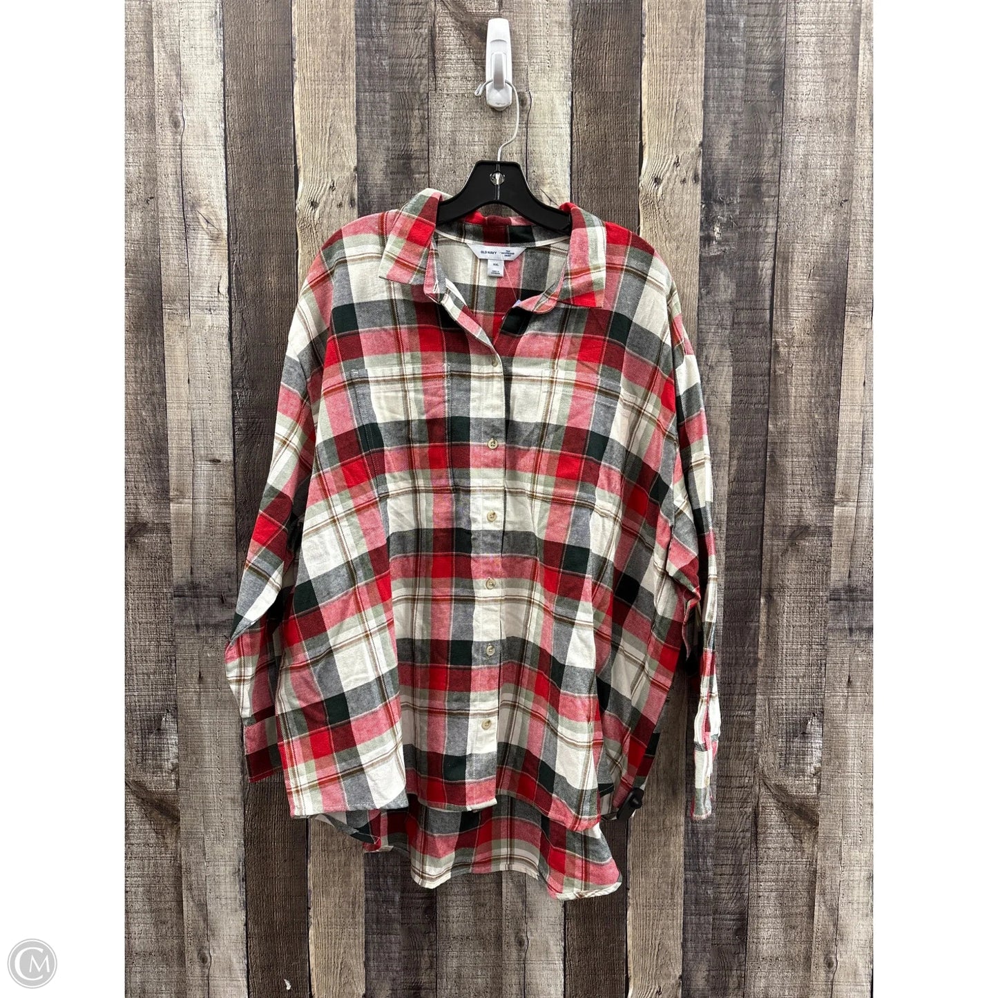 Top Long Sleeve By Old Navy In Plaid Pattern, Size: Xxl