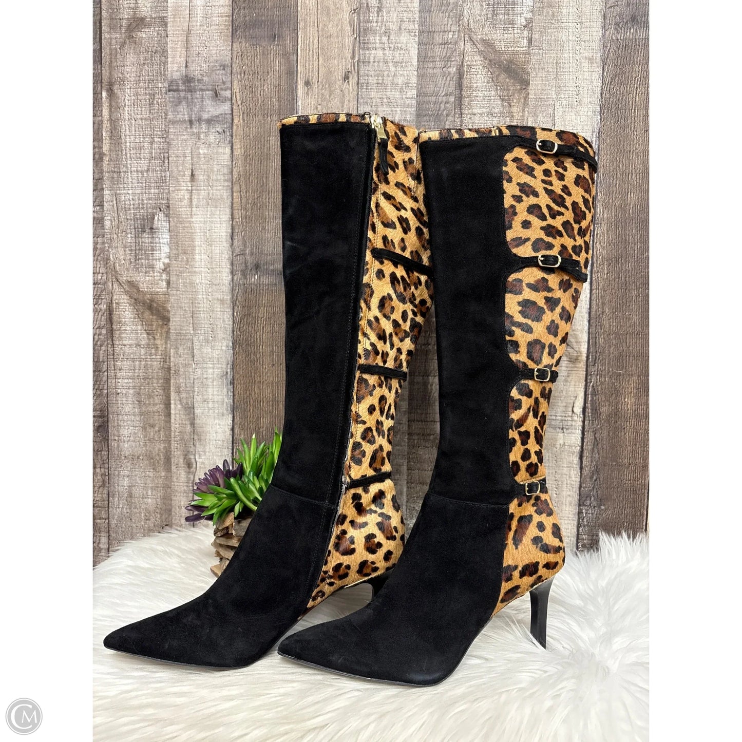 Boots Knee Heels By Lauren By Ralph Lauren In Animal Print, Size: 8