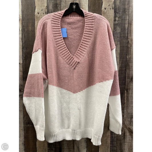 Sweater By Cmf In Pink & White, Size: 3x