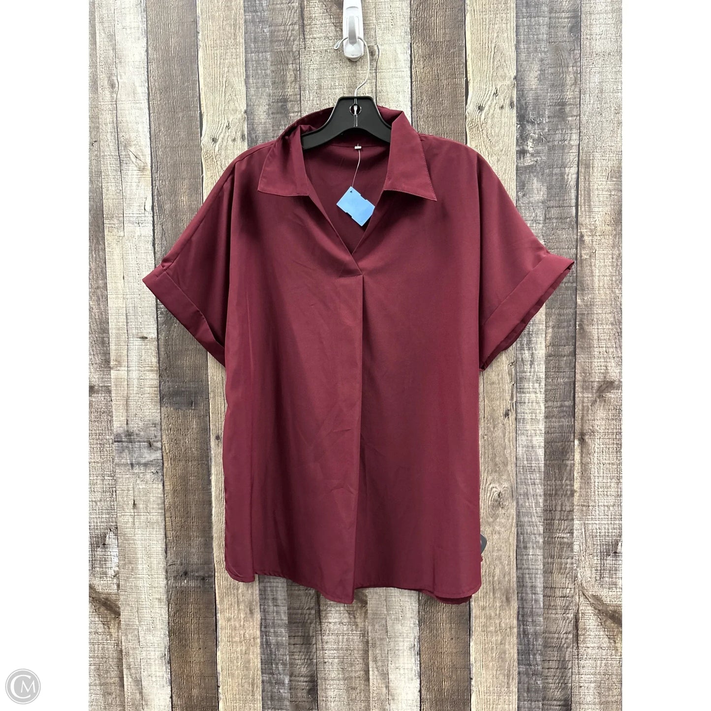Top Short Sleeve By Cme In Maroon, Size: Xxl