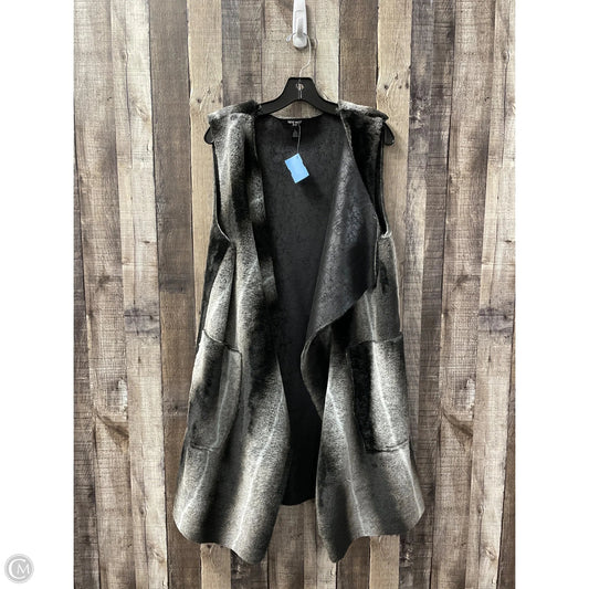 Vest Faux Fur & Sherpa By Nine West In Black & Grey, Size: L