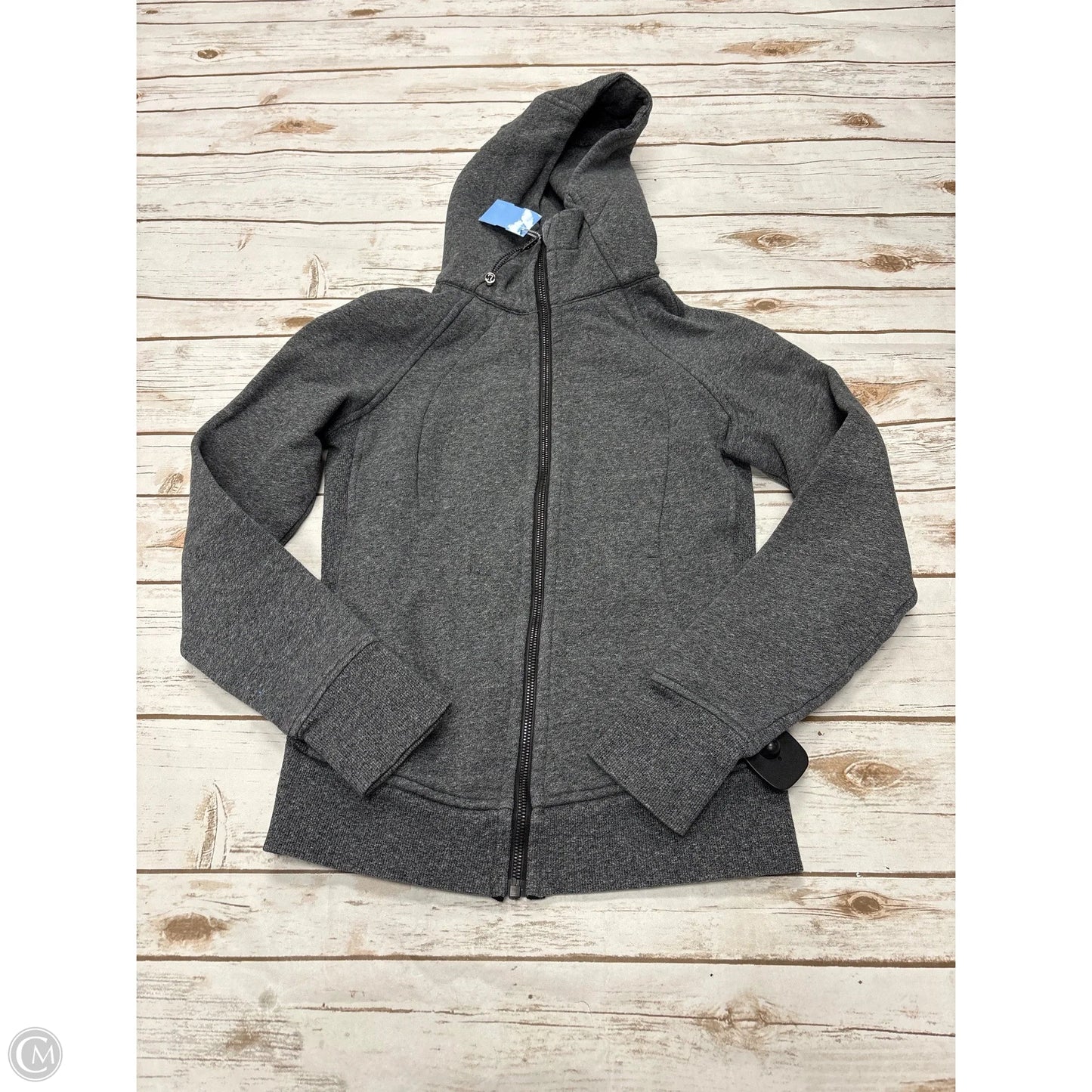 Athletic Sweatshirt Hoodie By Lululemon In Grey, Size: 4