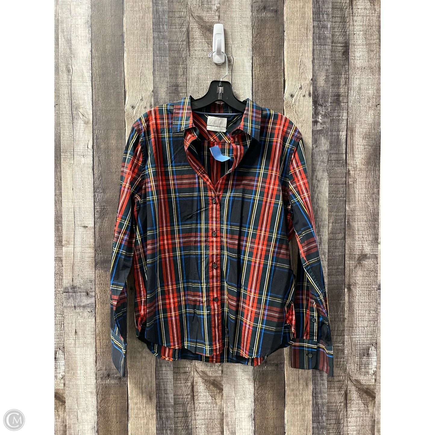 Top Long Sleeve By J. Crew In Plaid Pattern, Size: L