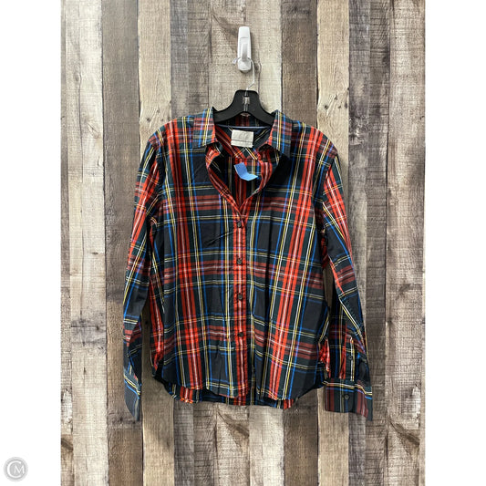 Top Long Sleeve By J. Crew In Plaid Pattern, Size: L